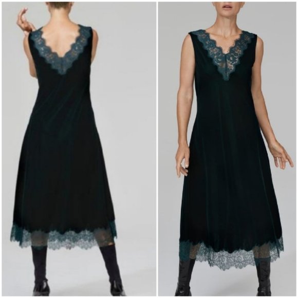 LAST NWT ZARA LONG VELVET DRESS WITH LACE - Picture 9 of 11